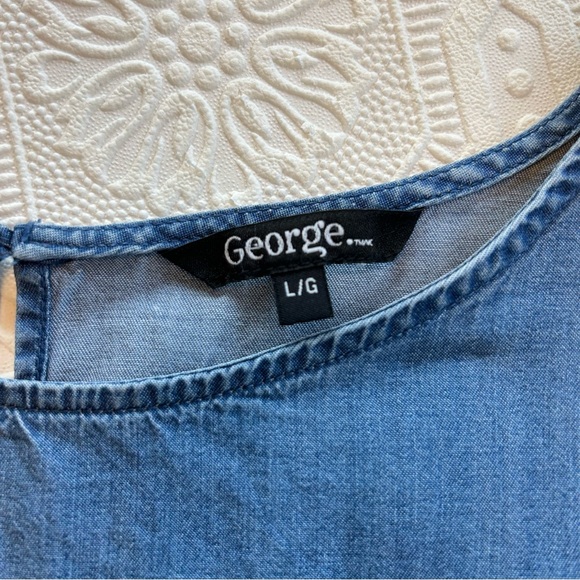 George Cotton Blend Chambray Dress Sz L EUC - Picture 3 of 7